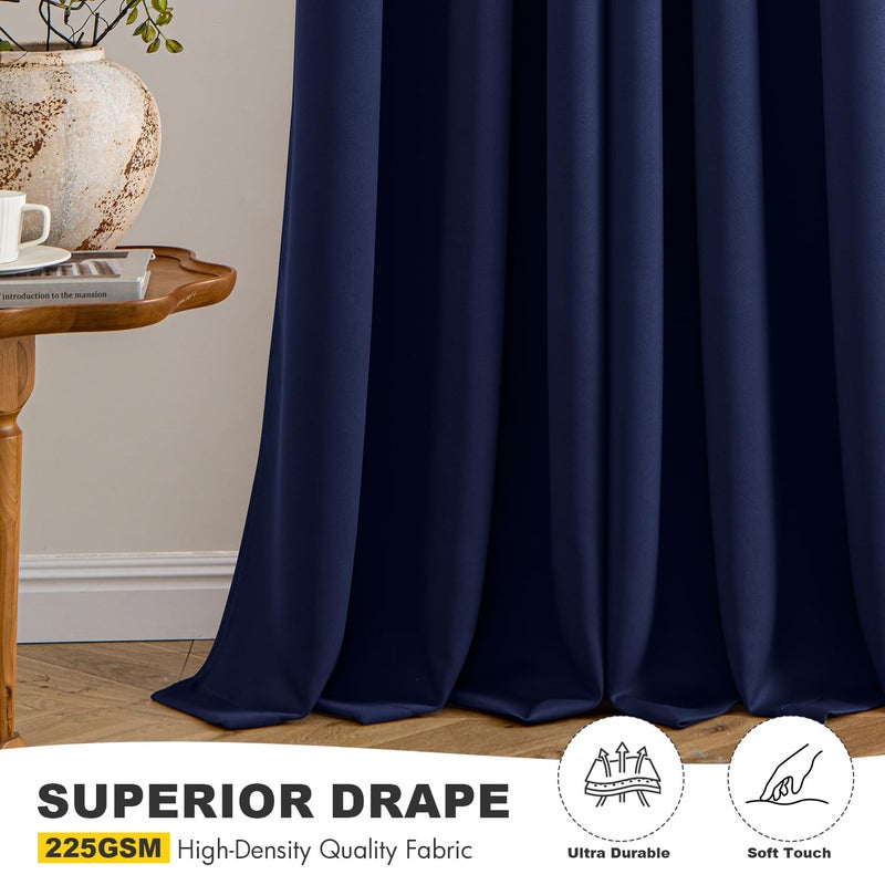 MIULEE Navy Blue Blackout Curtains for Bedroom Living Room 84 Inches Long 2 panels, Thermal Insulated Room Darkening Drapes Solid Grommet Top Noise Reducing Light Blocking Window Treatments 40x84 Inch - Image 5