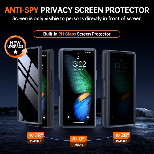 MOBOSI غطاء MOBOSI لجهاز Z Fold 6 مع واقي شاشة خصوصية [متوافق مع Magsafe]، [حامل مدمج وحماية كاملة للمفصل] غطاء هاتف مضاد للصدمات لجهاز سامسونج جالاكسي Z Fold6، أسود - Image 3