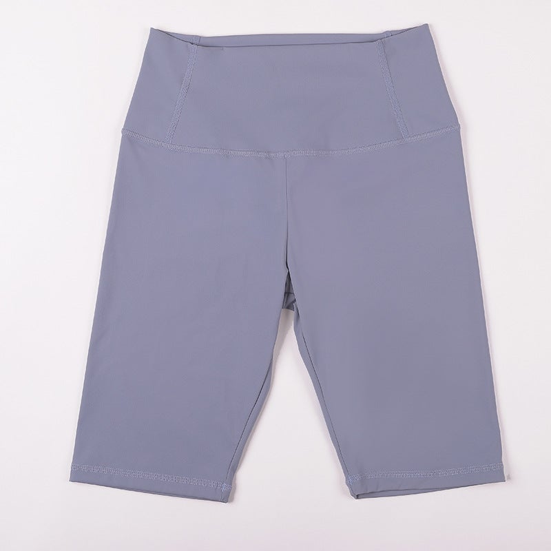 Generic Europe and the United States cross-border summer hip high waist stretch pants sports fitness peach feet yoga cycling shorts women Light Blue
