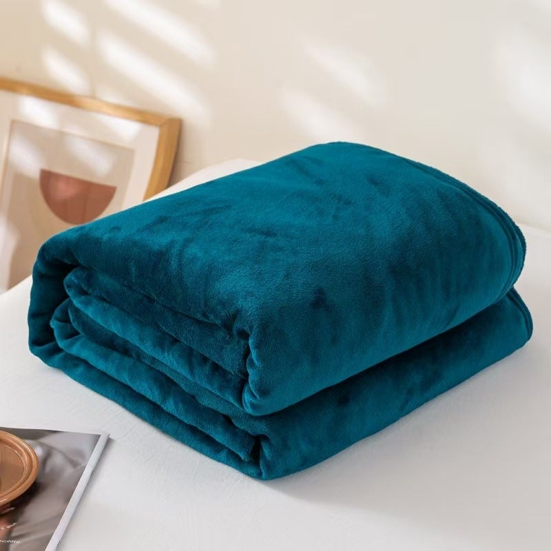 Solid Color Blanket Coral Fleece Thickened Flannel Nap Single Double Blanket Will Sell Gift Blanket - Image 1