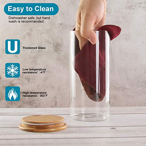 TIENER 3x1400ml Glass Cylinder Airtight Food Storage Container Canister Jar with Bamboo Lid & Silicone Sealing Ring - Image 5