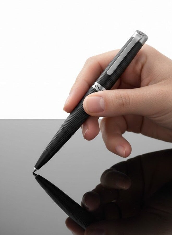 POLICE Candara Black Ballpoint Pen with Stainless Steel Silver Trims - Image 4