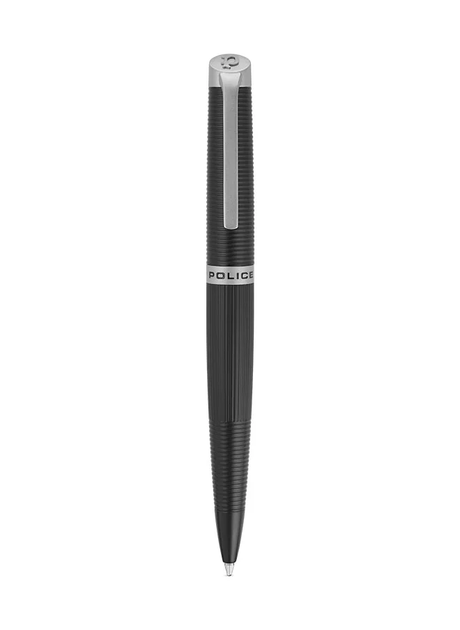 POLICE Police Candara Black With Stainless Steel Trims Medium Drill Point Gents Pen 140mm - PERGR0001501