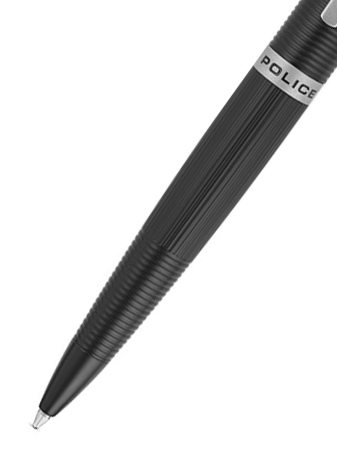 POLICE Candara Black Ballpoint Pen with Stainless Steel Silver Trims - Image 3