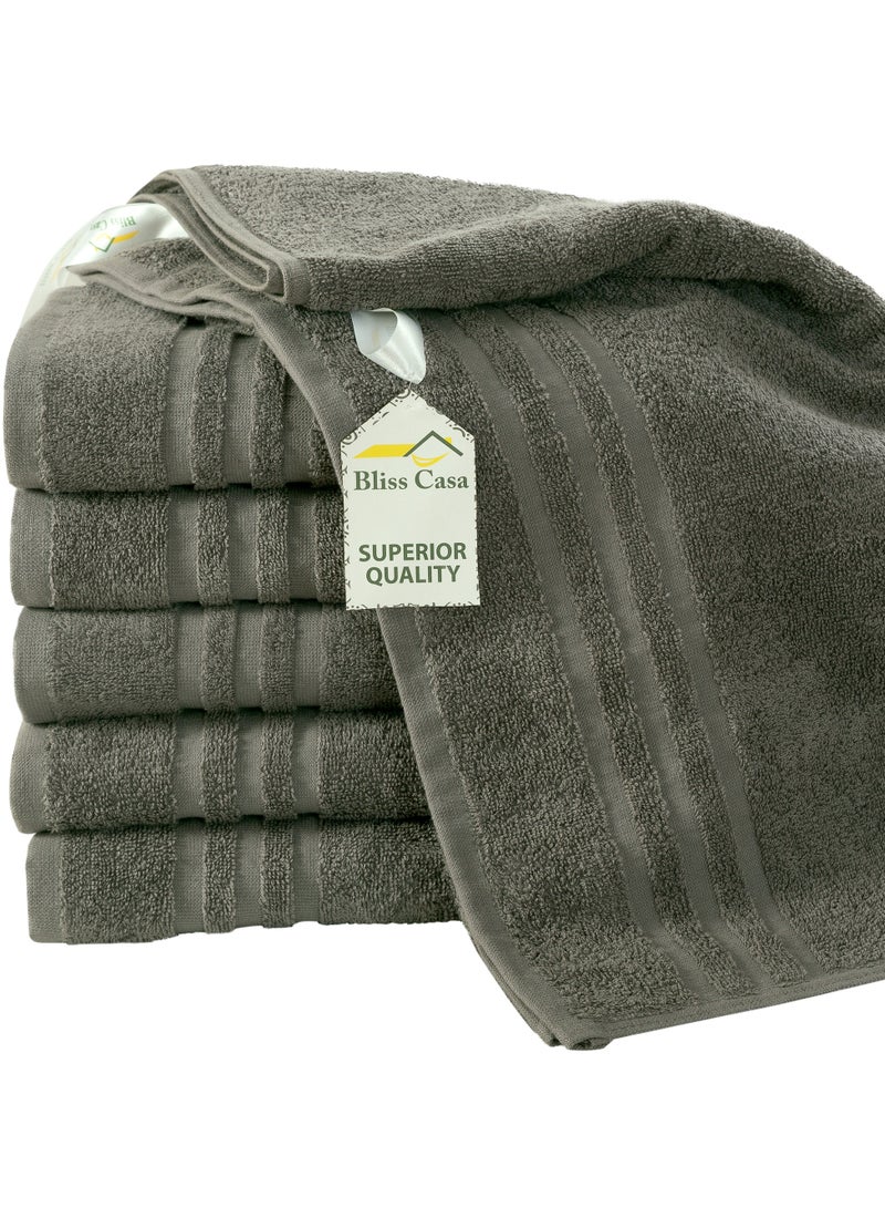 Bliss Casa Cotton Hair Towels 20x40 Inch (6 Pack) Multipurpose Light-Weight & Absorbent Quick Drying Towels Set for Hand, Gym, Pool, Spa, Hotel and Salon (White) (Dark Gray) - Image 4