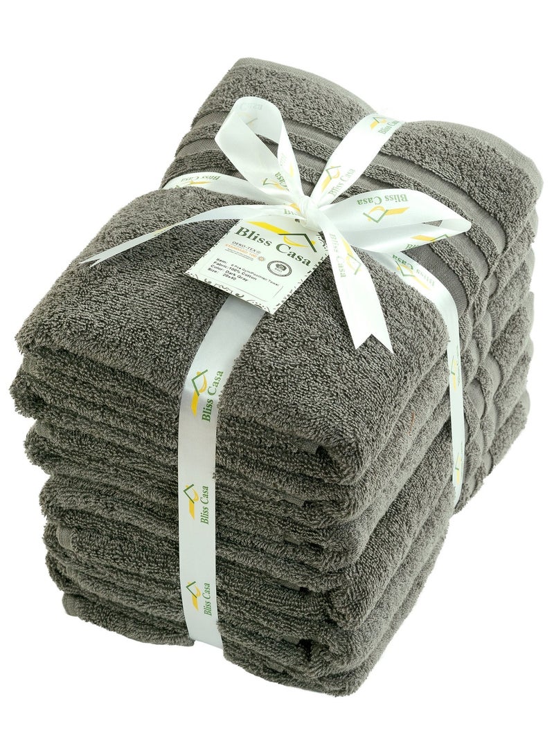 Bliss Casa Cotton Hair Towels 20x40 Inch (6 Pack) Multipurpose Light-Weight & Absorbent Quick Drying Towels Set for Hand, Gym, Pool, Spa, Hotel and Salon (White) (Dark Gray) - Image 2