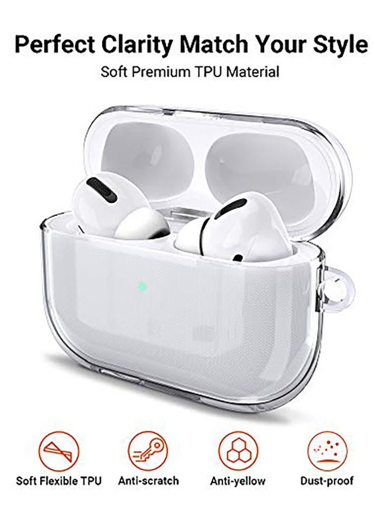 AirPods Pro Soft Silicone Shock Proof Protective Case Earphones - Clear 