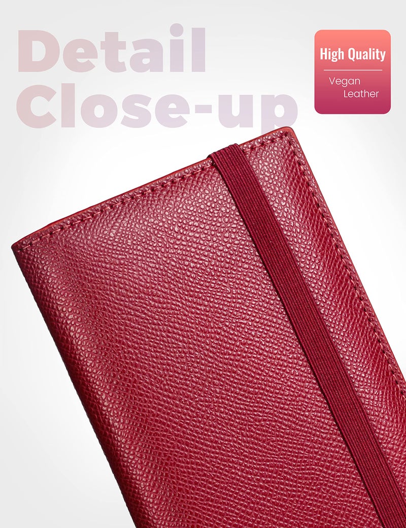 Yarnic Checkbook Cover for Personal Checkbook, Checkbook Holder with Pen Holder & Built-in Clear Plastic Divider for Duplicate Checks (Dark Red) - Image 5