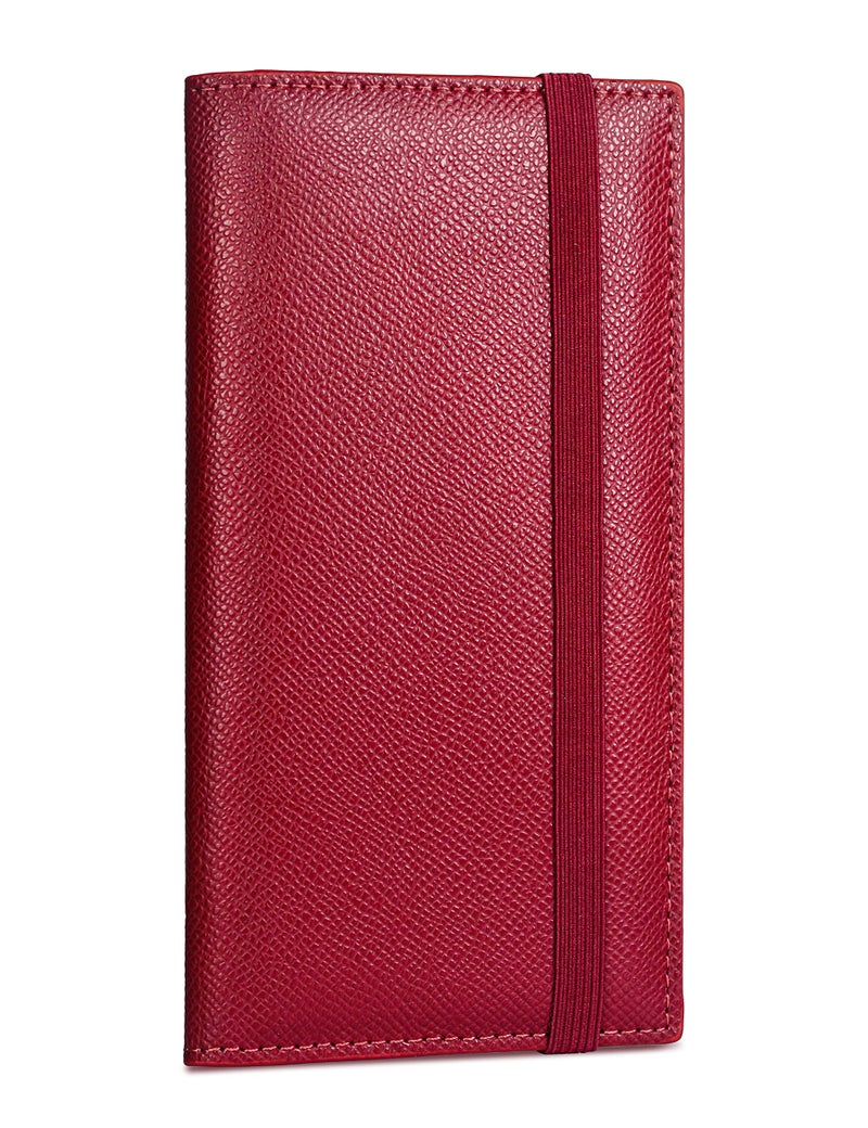 Yarnic Checkbook Cover for Personal Checkbook, Checkbook Holder with Pen Holder & Built-in Clear Plastic Divider for Duplicate Checks (Dark Red) - Image 1