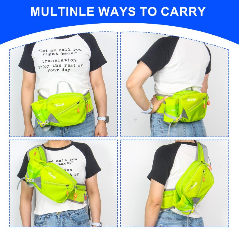 Vnmkp Waist Pack with Water Bottle Holder for Men and Women for Running Climbing Hiking Fitness Cycling and Other Outdoor Sports (Green) - Image 5