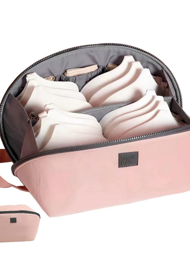 Excefore Travel Underwear Organizer Bag, Portable Bra and Lingerie Storage Pouch with Liner, Large Packing Cube for Underwear, Socks, Cosmetic, and More - Ideal for Travel and Home Use (Pink) - Image 1