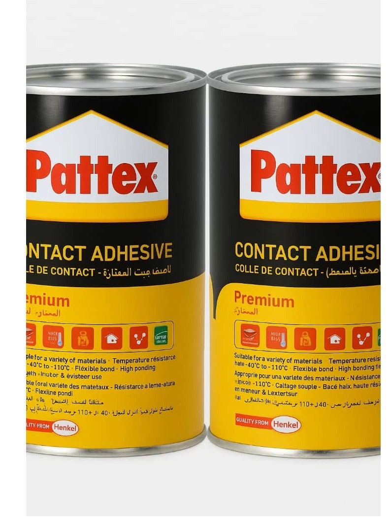 باتكس Pattex Contact Adhesive Premium - لاصق تلامس باتكس ممتاز (650 مل قطعتين) - لاصق متعدد المواد عالي الأداء مع مقاومة فائقة للقص والثني - يتحمل درجات الحرارة القصوى مثالي للتطبيقات الداخلية والخارجية - خالي من التولوين لضمان السلامة - Image 1