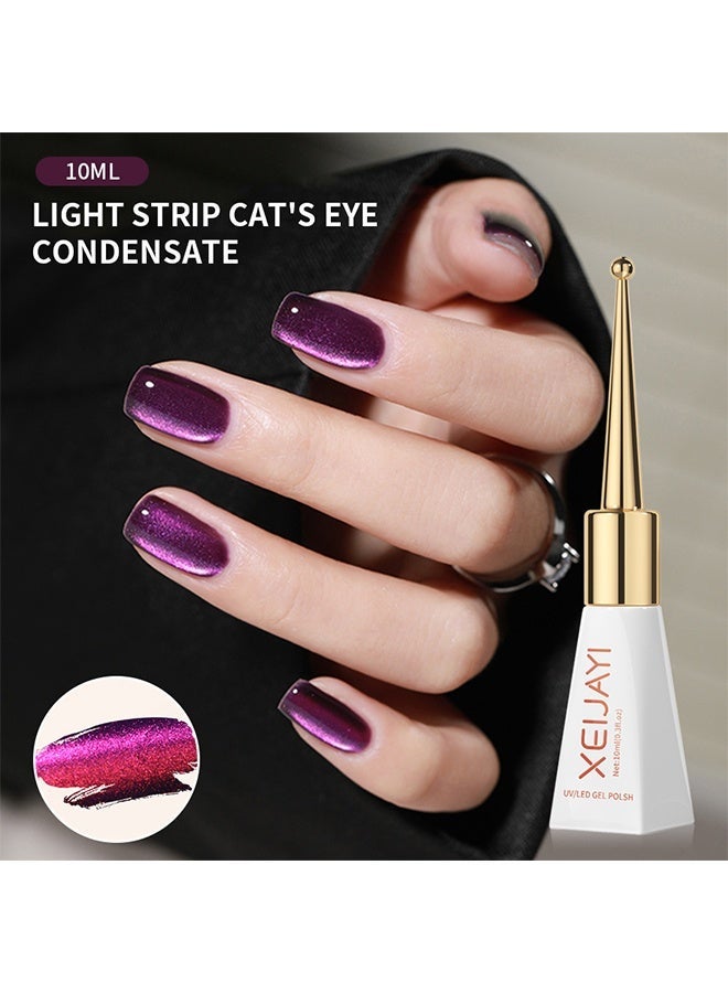 XEIJAYI Uv Led Gel Polish, Purple Cat Eye Gel Nail Polish, Magnetic Shimmer UV/LED Soak-Off Nail Gel, Long-Lasting Varnish for Salon & Home Manicure 10ml - Image 2