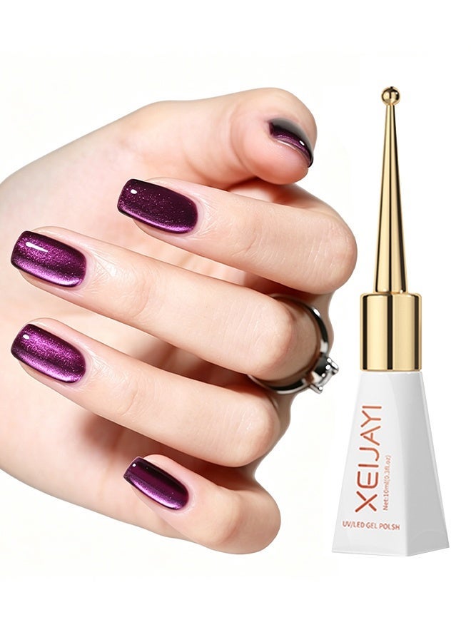 XEIJAYI Uv Led Gel Polish, Purple Cat Eye Gel Nail Polish, Magnetic Shimmer UV/LED Soak-Off Nail Gel, Long-Lasting Varnish for Salon & Home Manicure 10ml - Image 1