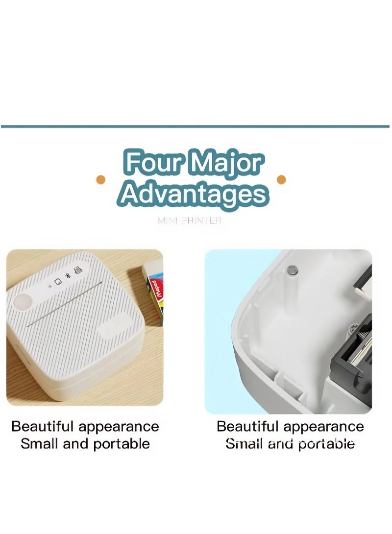 Portable Striped Wireless Printer, Mini Pocket Bluetooth Thermal Printer with 5 Rolls of Thermal Paper, Label and Photo Printer, Sticker Maker, Suitable for Office Organization, Home Kitchen, and School. Compatible with Android and iOS Smartphones, Can Print Labels, Receipts, Photos, Notes, and Memos - Image 4