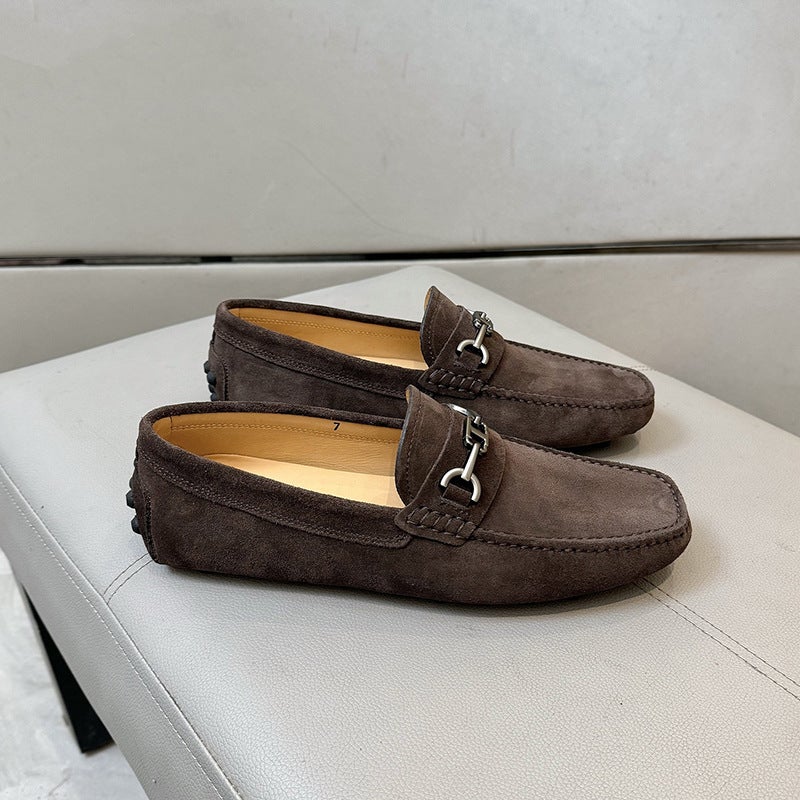Beanie Shoes Men'S Genuine Leather Fashion Casual Sneakers Soft Sole Soft Leather Shoes Non-Slip Driving - Image 3