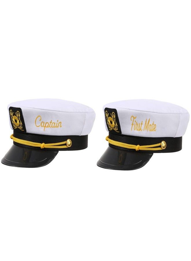 Erying 2 PCS Captain & First Mate Hat Set for Women Men Nautical Navy Skipper Sailor Hat Matching Hat Boating Gift - Image 1