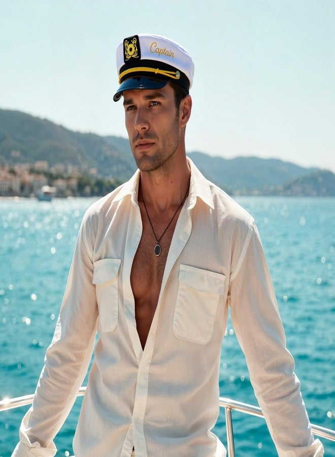 Erying 2 PCS Captain & First Mate Hat Set for Women Men Nautical Navy Skipper Sailor Hat Matching Hat Boating Gift - Image 5