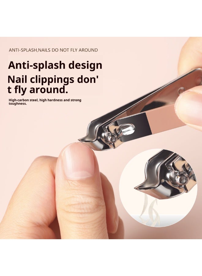 Portable nail clipper set, portable storage case, PP material with ear picking spoon, stainless steel nail clippers 5-piece set - Image 3