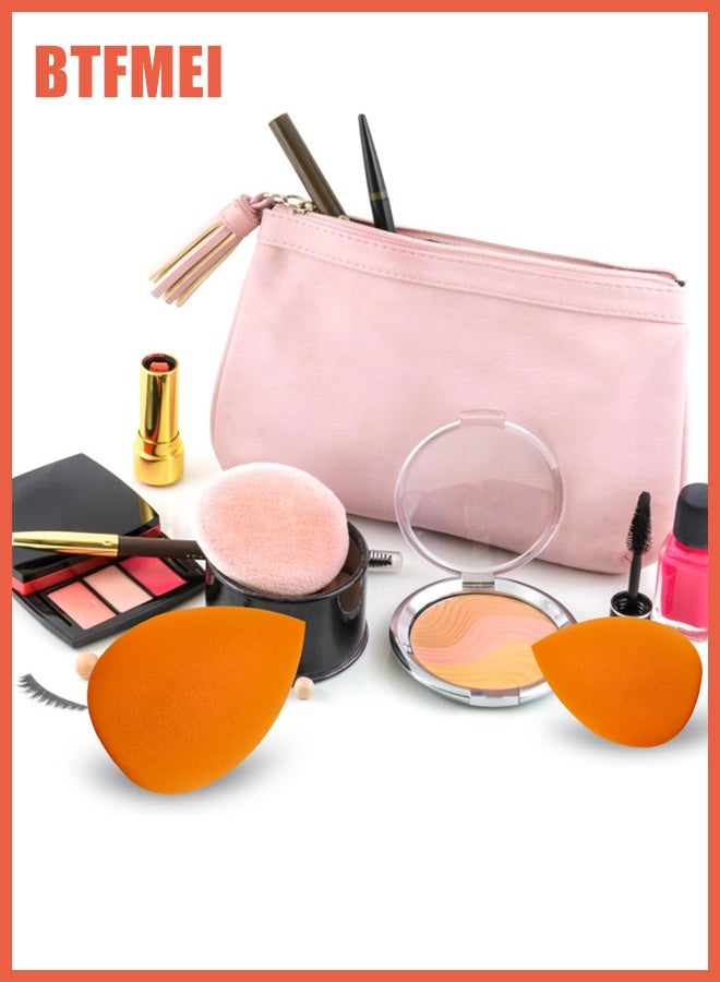 BTFMEI 14PCS Makeup Sponge Set, Beauty Blender Sponge - Soft Multi-colored Sponge, Wet and Dry for Liquid, Cream, And Powder Makeup with Storage Bottle (Brown) - Image 5