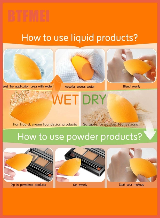 BTFMEI 14PCS Makeup Sponge Set, Beauty Blender Sponge - Soft Multi-colored Sponge, Wet and Dry for Liquid, Cream, And Powder Makeup with Storage Bottle (Brown) - Image 2