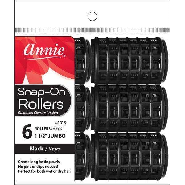 Annie SnapOn Rollers Size Jumbo 6Ct Black