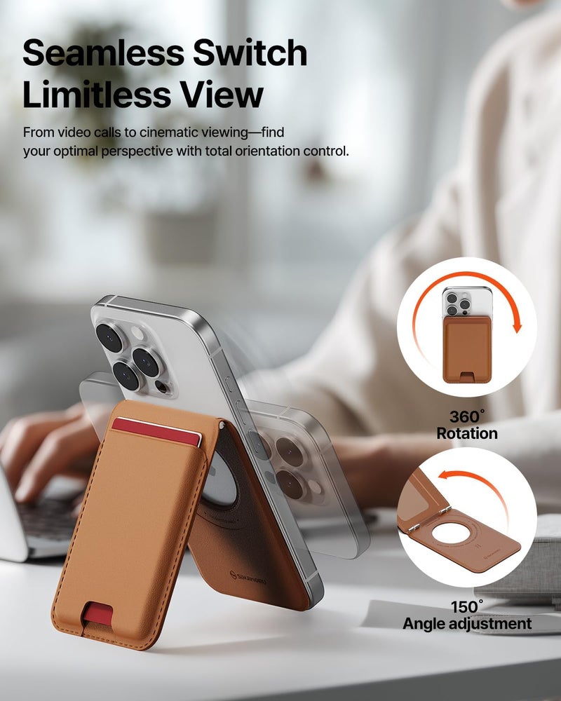Sinjimoru Magnetic Wallet for MagSafe, Slim and Lightweight 3-Card Phone Wallet with Adjustable Stand, Strong Magnetic Card Holder for iPhone 17/16/15/14/13/12 Series, M-Viica Stand, Black, Minimalist - Image 4