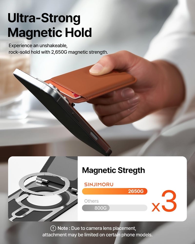 Sinjimoru Magnetic Wallet for MagSafe, Slim and Lightweight 3-Card Phone Wallet with Adjustable Stand, Strong Magnetic Card Holder for iPhone 17/16/15/14/13/12 Series, M-Viica Stand, Black, Minimalist - Image 3
