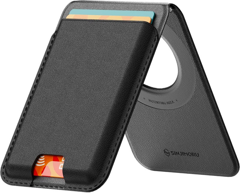 Sinjimoru Magnetic Wallet for MagSafe, Slim and Lightweight 3-Card Phone Wallet with Adjustable Stand, Strong Magnetic Card Holder for iPhone 17/16/15/14/13/12 Series, M-Viica Stand, Black, Minimalist - Image 1
