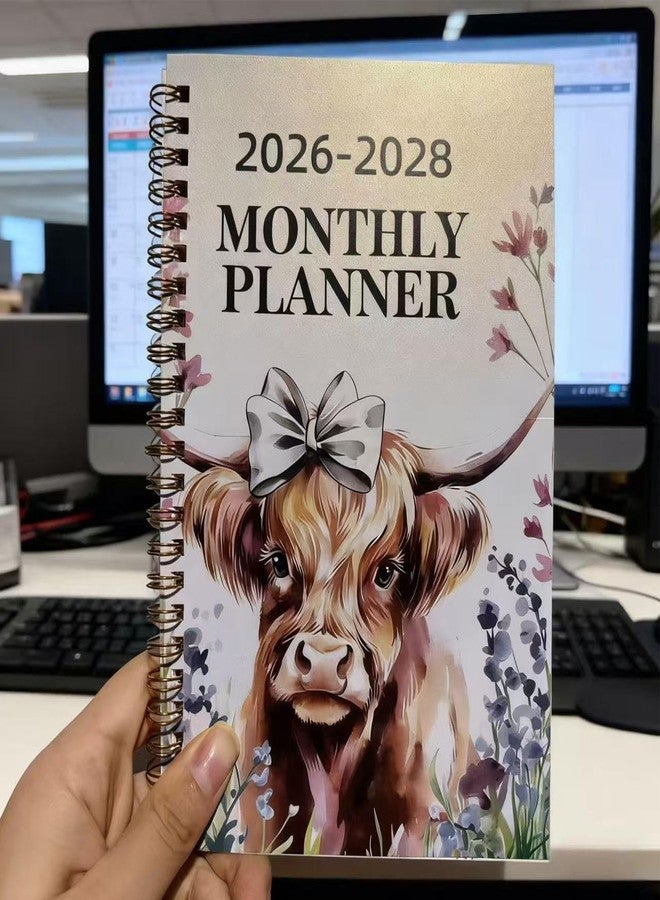 Hamosky 2026-2028 Monthly Planner, Highland Cow Notebook, 3 Year Spiral Bound Planner with Highland Cow Design, 50 Pages, 21x14cm, Hardcover Appointment Notepad for Adults and Kids - Image 4