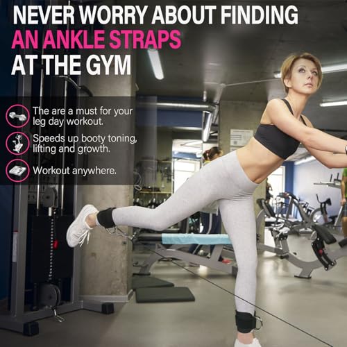AOHO MOOON Ankle Strap for Cable Machine Attachments, gym accessories for women and men, neoprene ankle cuffs for glute kickback, leg Workouts ande Booty Hip Abductors Exercise - Image 3