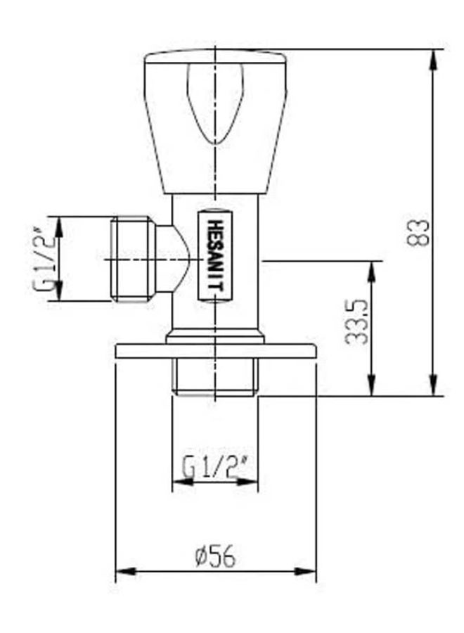 Hesanit Brass Angle Valve Without Compression Nut with Rossette 1/2" 220410710g - Image 2