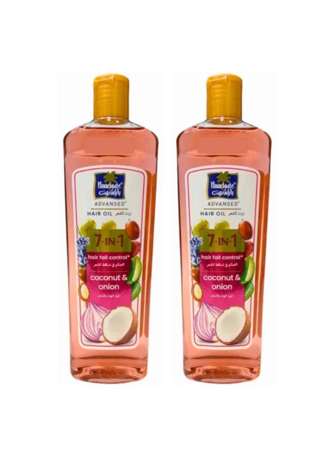 باراشوت زيت التحكم في تساقط الشعر المتطور 7 في 1 بجوز الهند والبصل، 180 مل، قطعتان