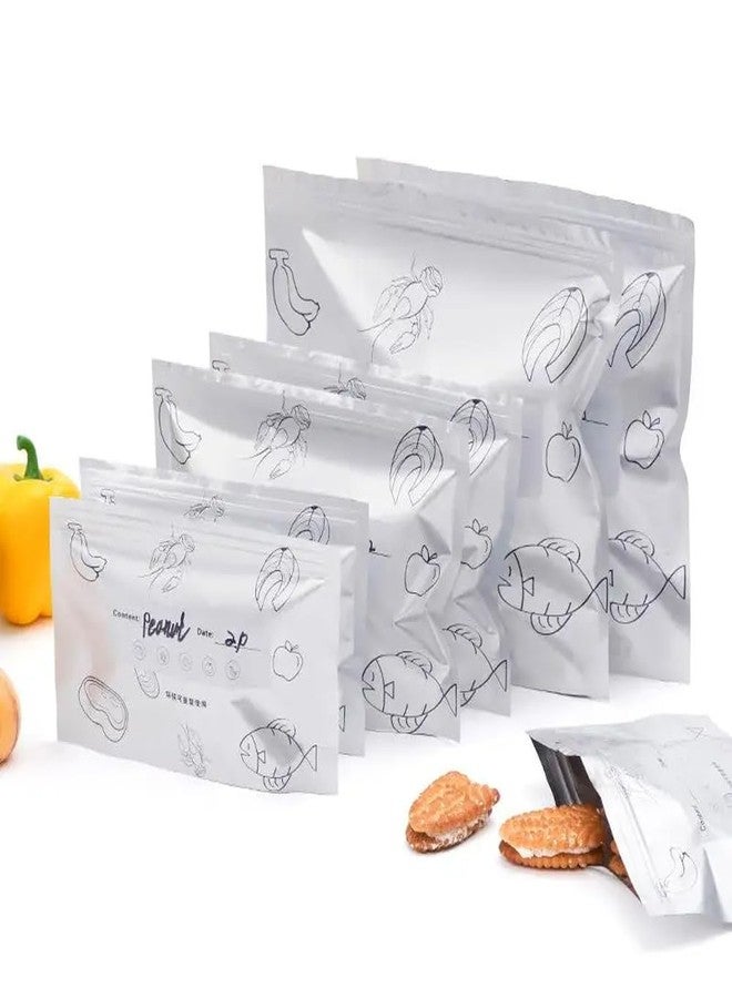 Evona Reusable Aluminum Foil Food Storage Bag with Zipper Lock | Self Seal Packaging Bag | Leakproof Fresh Keeping Bag for Vegetable Fruit Meat (10 Pack)
