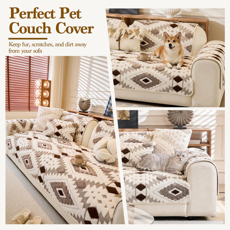 WEYOND Pet Couch Cover for Dogs, Soft Plush Sofa Cover Washable, Non-Slip Pet-Friendly Sofa Slipcover for Couches and Sofas (Seat Cover, Coffee, 35.5" x 63") - Image 5