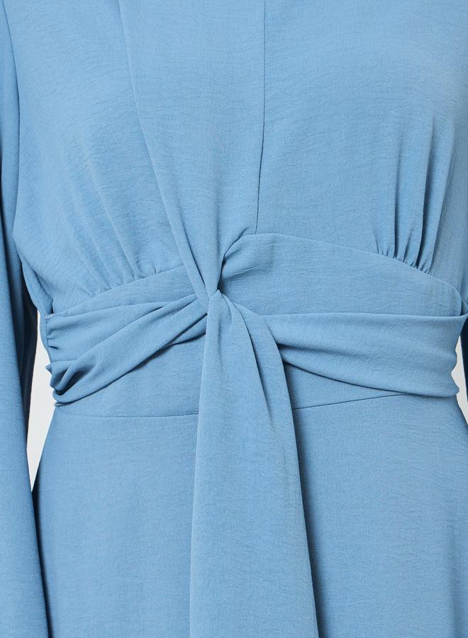 Take Two Women Knot Front Midi Dress with Balloon Sleeves - Image 4