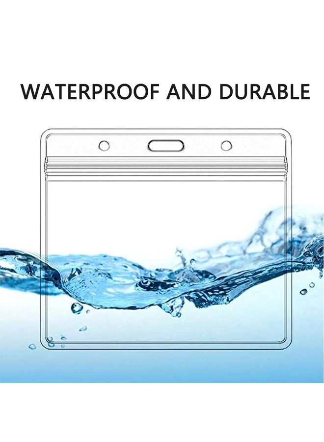 GUSGU 10pcs Plastic Name Badge Holders with Lanyard Clear Waterproof ID Badge Holder with Clip Lanyard for School Business Office - Image 2