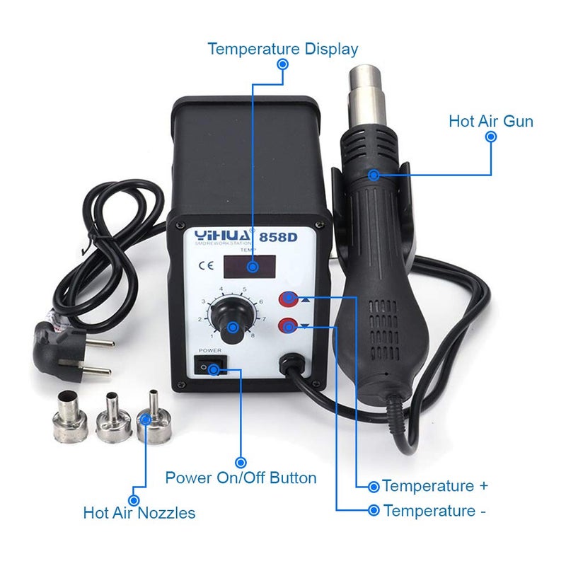 Mmobiel محطة إعادة العمل بالهواء الساخن MMOBIEL Yihua 858D مع 3 فوهات من 100°C إلى 500°C - Image 2