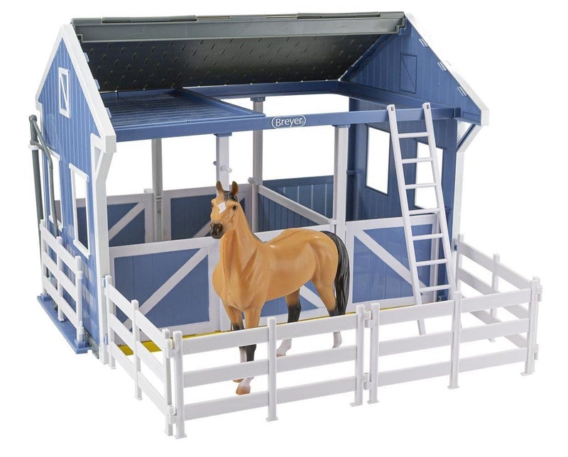 Breyer Horses Freedom Series Deluxe Country Stable  Wash Stall with Freedom Series Horse  6 Piece Barn Playset Toy  112 Scale Figurine  Model 61149  Blue - Image 2