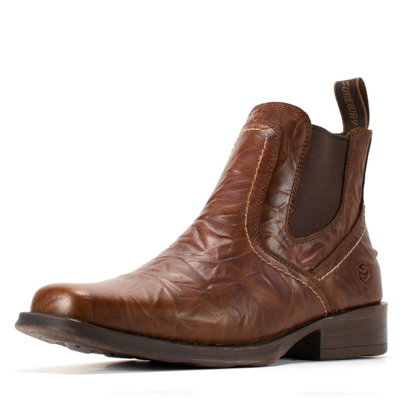 SUREWAY Mens Western Chelsea Cowboy Boots for Men Square Toe,6 Inch Slip-On Work/Casual/Dress Boots Shoes for Men,Brown,Size 10.5 - Image 1