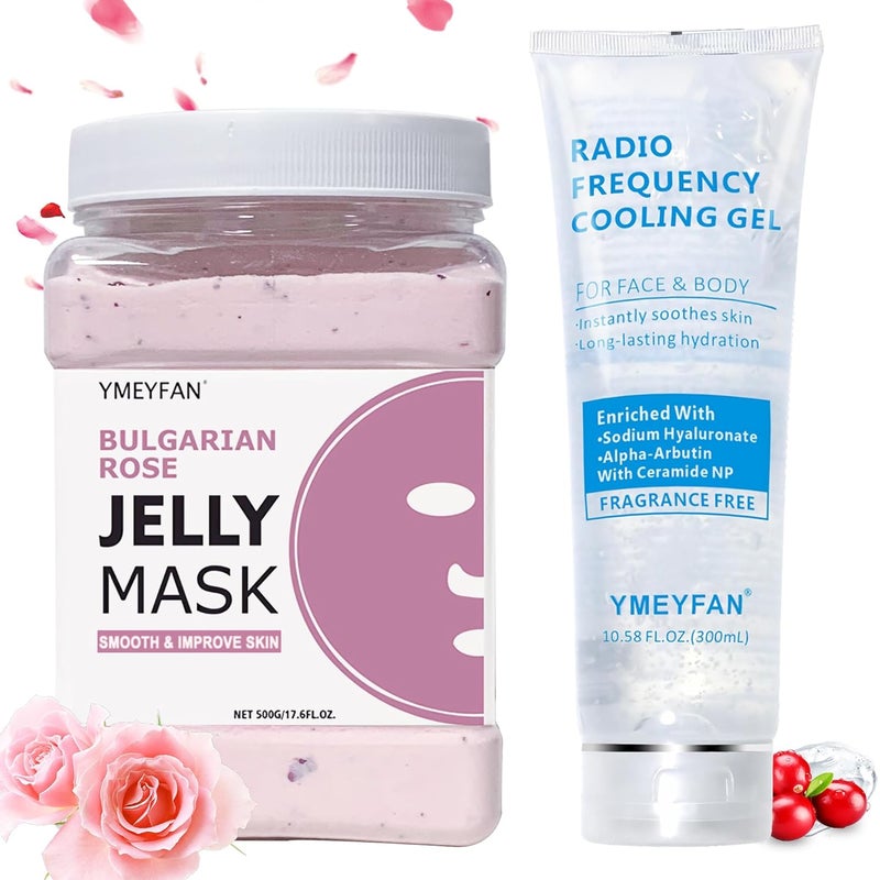 Rose Jelly Mask Powder for Facial 500G and Premium Conductive Gel Cooling for Laser Hair Removal Microcurrent RF Device