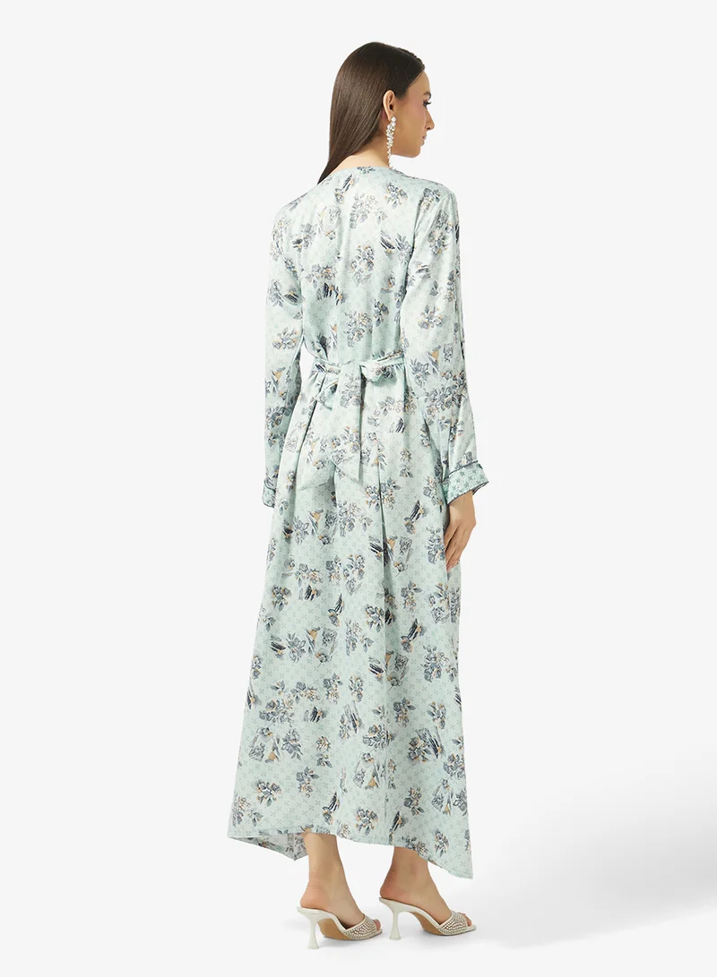 ARABIAN CLOSET Embellished Belted Jalabiya