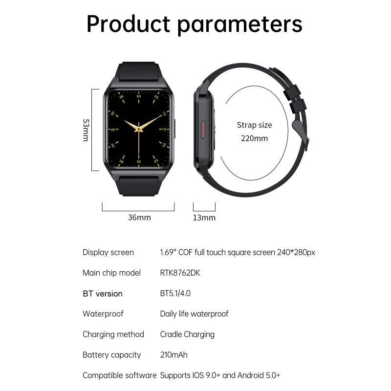 Smart Bracelet 1.69" COF Ultra-Clear Color Screen Aluminum Alloy Body - BT Call Function Health Monitor Bracelet for Sports Fitness Daily Health Tracking - Image 2