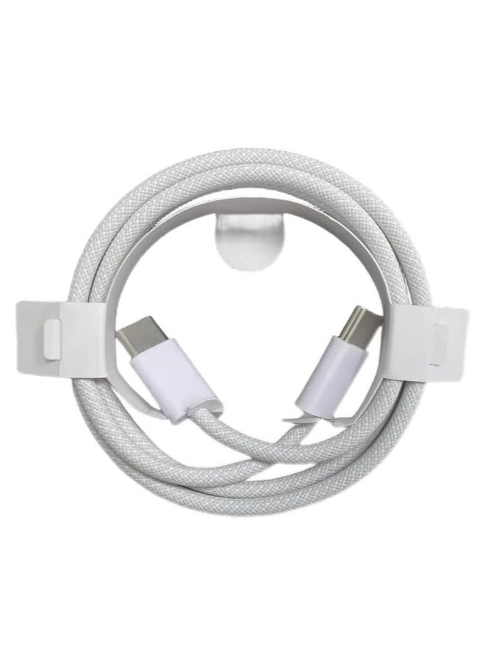USB Type-C to Type-C Braided Charging Cable, 1 Meter, 5A 60 Watts, Fast Charging Cable, C to C, (White)  - Image 2