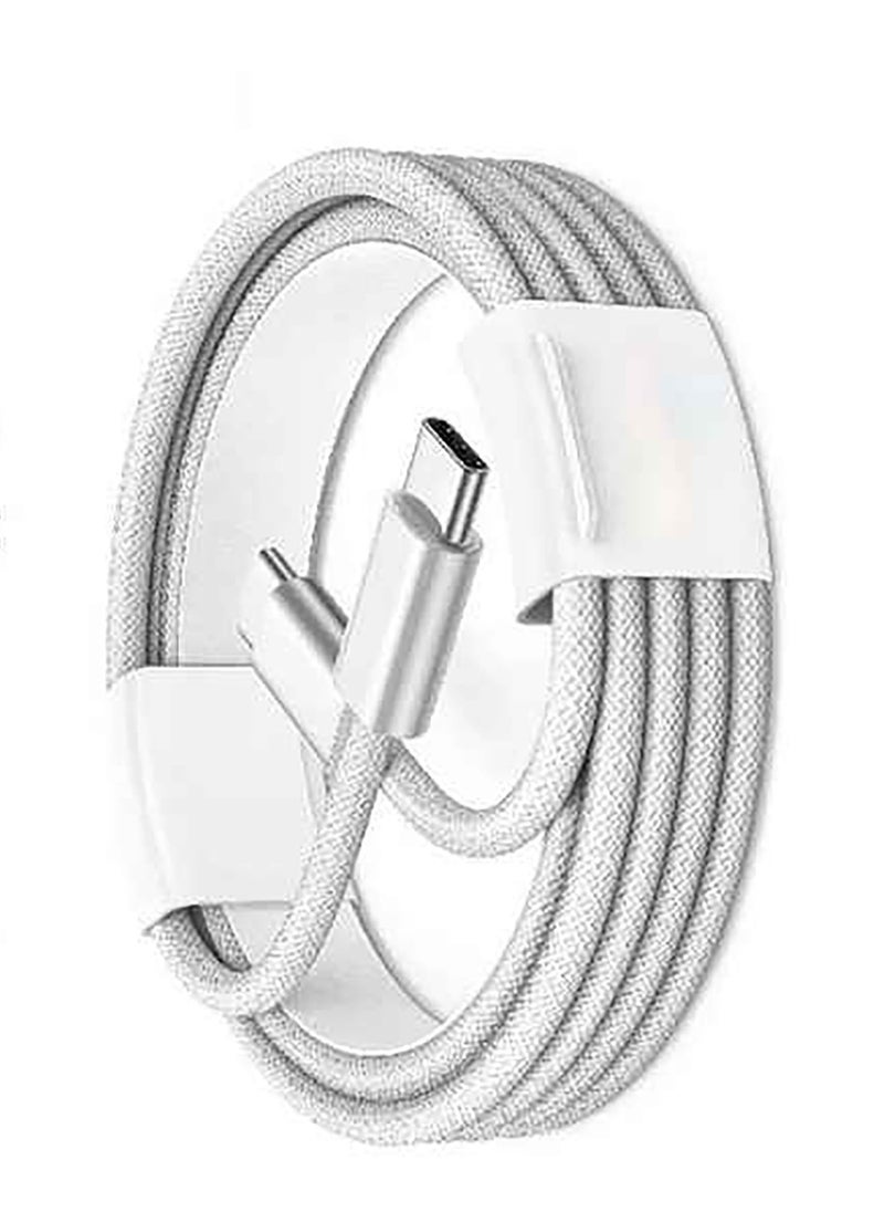 USB Type-C to Type-C Braided Charging Cable, 1 Meter, 5A 60 Watts, Fast Charging Cable, C to C, (White)  - Image 4
