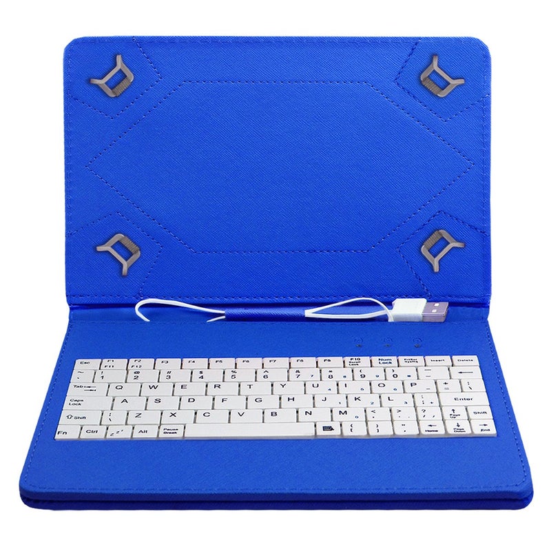 ACM USB Keyboard Case Compatible with Samsung Galaxy TAB 2 P3100 Tablet Cover Stand Study Gaming Direct Plug & Play - Blue - Image 3