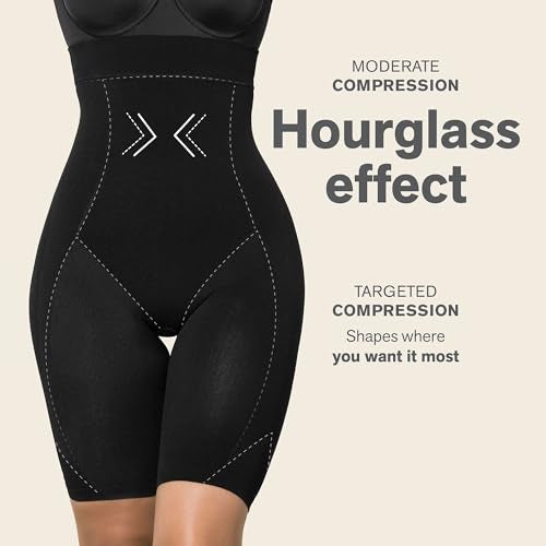 Leonisa Womens Seamless High Waist Shapewear with Thigh Compression,Black,XL-XXL - Image 2