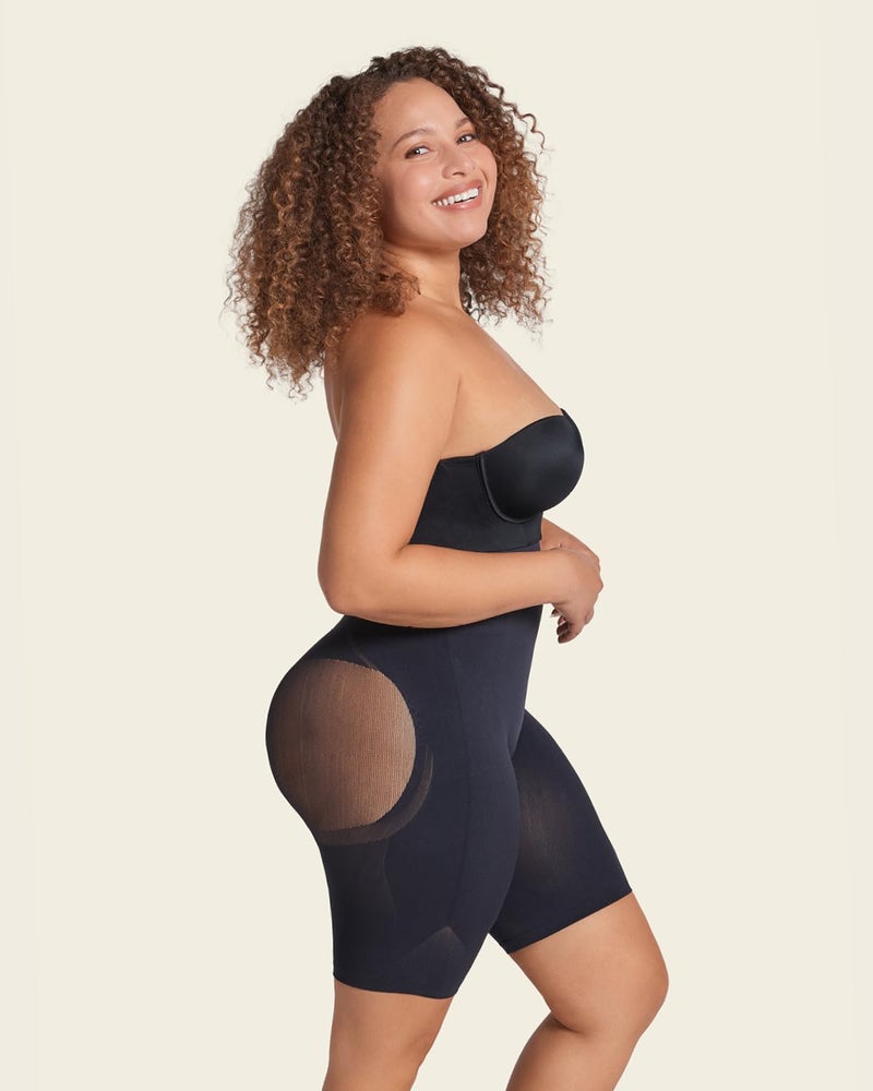 Leonisa Womens Seamless High Waist Shapewear with Thigh Compression,Black,XL-XXL - Image 5