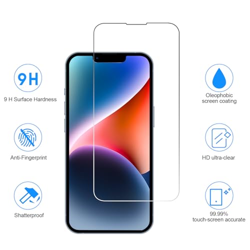 SIBEITU 3 Pack Screen Protector for iPhone 14 with 3 Pack Camera Lens Tempered Glass Protector, 6.1 Inch HD Clear Tempered Glass Film 9H Hardness Full Coverage, Scratch Resistent, No Air Bubbles - Image 2