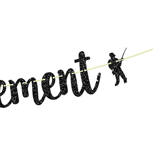 Festiko® Black Glitter Happy Retirement Banner, Fishing Banner, Fisherman Retirement Party Decorations - Image 3